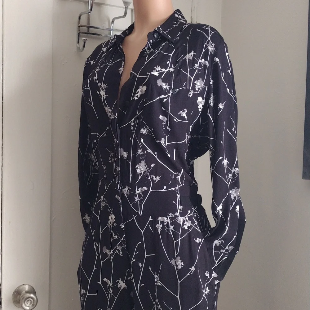 Rag And Bone  Black and White  Floral Jumpsuit 10